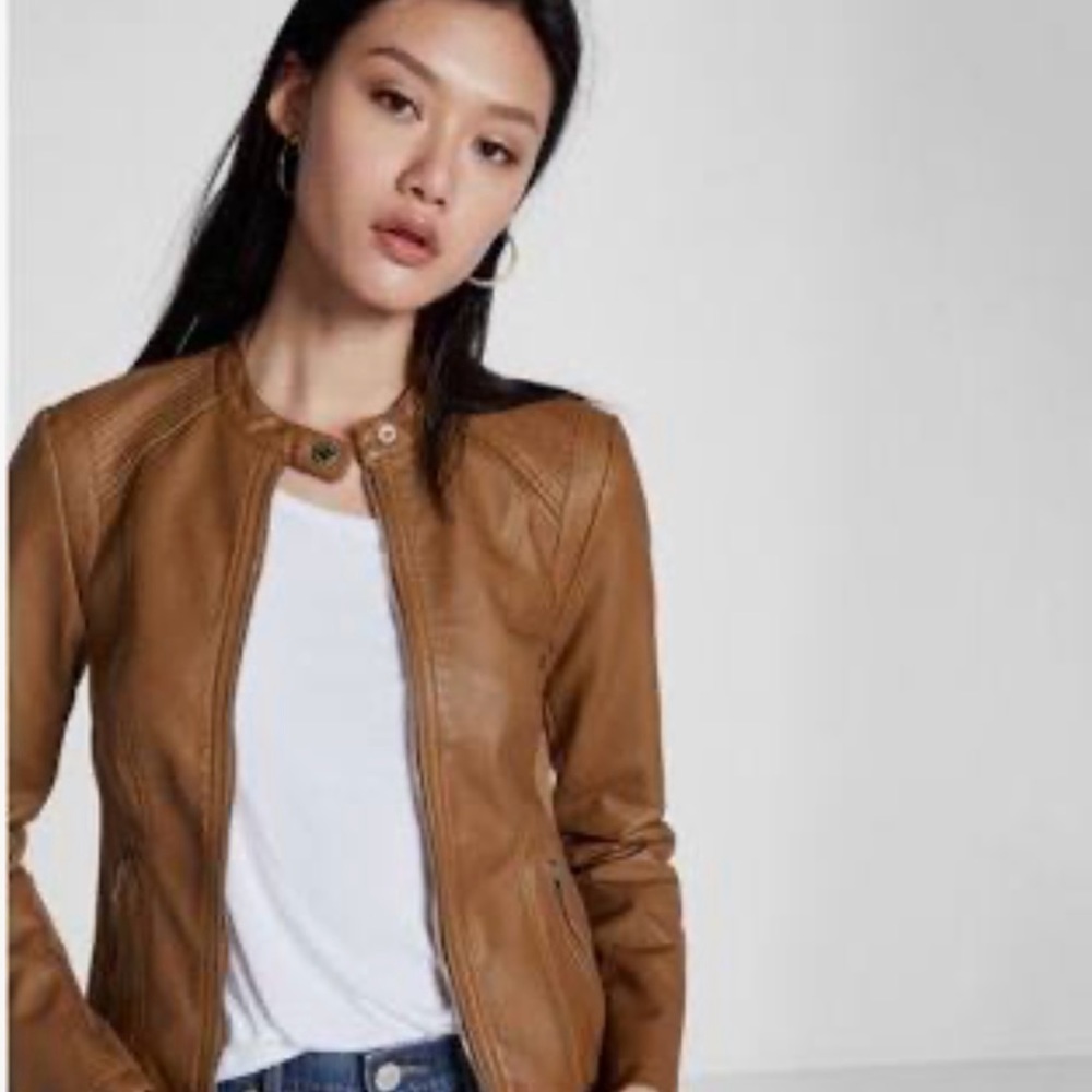 Express Faux Leather Double Peplum Jacket